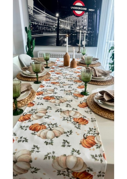 Balkabağı Desenli Dertsiz Ekru Turuncu Runner fiyatları