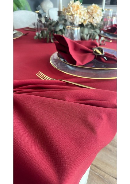 Pamuklu Dertsiz Leke Tutmaz Sıvı Geçirmez Kumaş Bordo Masa Örtüsü fiyatları