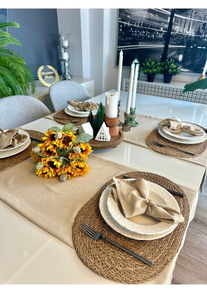 6 ‘lı Kadife Dokulu Dertsiz Bej Peçete