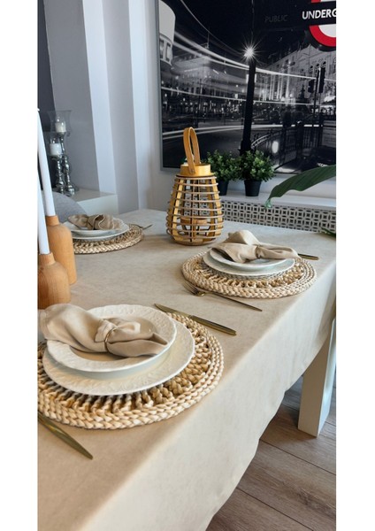 6 ‘lı Kadife Dokulu Dertsiz Bej Peçete fiyatları