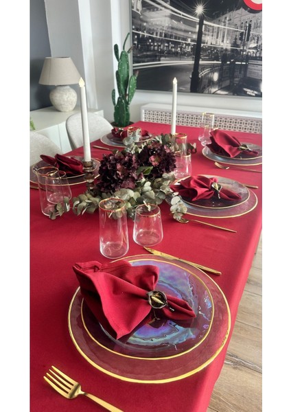 Pamuklu Dertsiz Leke Tutmaz Sıvı Geçirmez Kumaş Bordo Masa Örtüsü modelleri