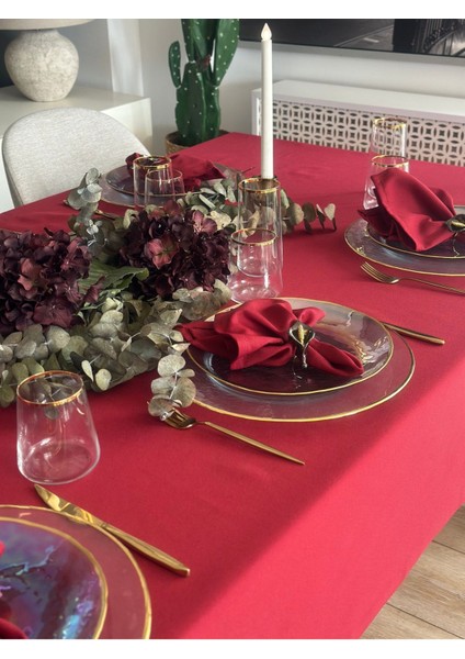 Pamuklu Dertsiz Leke Tutmaz Sıvı Geçirmez Kumaş Bordo Masa Örtüsü fırsatları