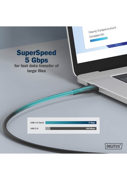 USB Silikon Bağlantı Kablosu, Usb-C - Usb-C 2m, USB 3.2 Gen1, 5g, 4k, 100W, Siyah