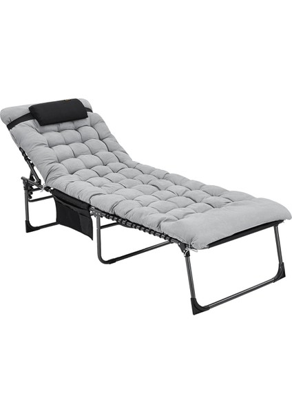 Hamburg Cool Plus 5 Kademeli Katlanır Şilteli Şezlong Kampet Black & Grey
