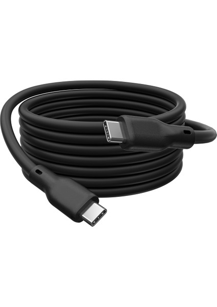 USB Silikon Bağlantı Kablosu, Usb-C - Usb-C 2m, USB 4.0 Gen2, 20G, 240W, 8k, Siyah