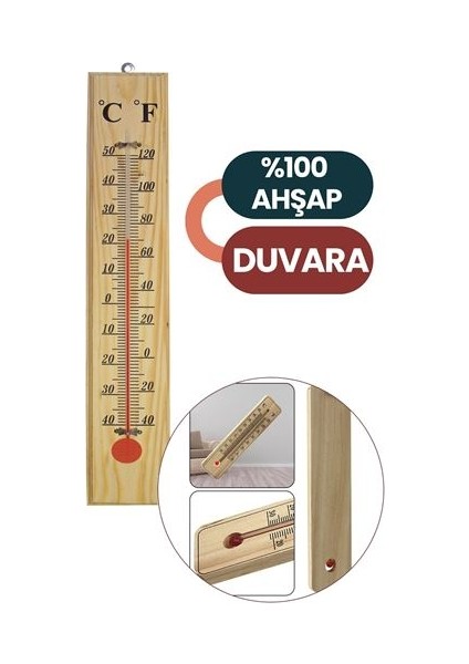 Malmsey Ahşap Duvar Termometre