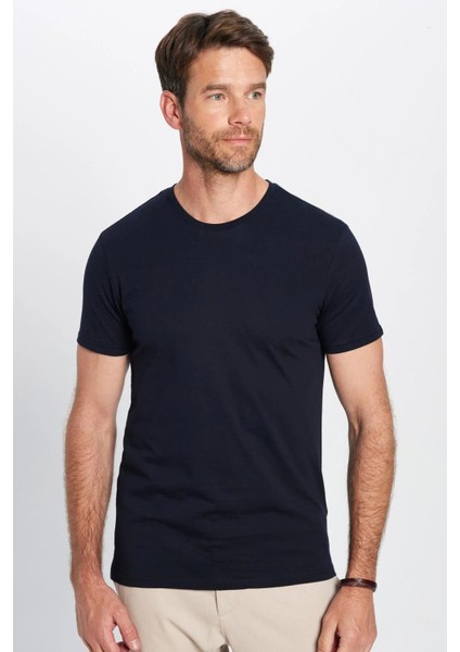 Unisex 5'li Paket Lacivert-Haki-Bordo-Tarçın-Vizon Slim Fit Dar Kesim Pamuk Bisiklet Yaka Tişört fiyatları