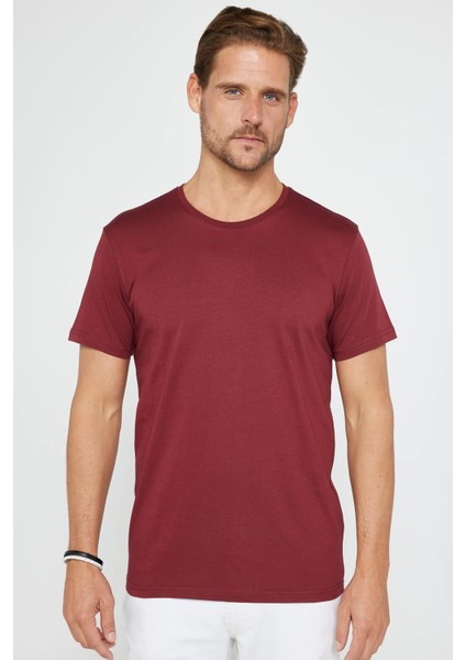 Unisex 5'li Paket Lacivert-Haki-Bordo-Tarçın-Vizon Slim Fit Dar Kesim Pamuk Bisiklet Yaka Tişört fırsatları