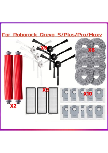 Roborock Qrevo Maxv Qrevo Pro/s/plus Aksesuarları Yan Ana Fırça Filtre Paspas Toz Torbası Elektrikli Süpürge Yedek Parçaları (Yurt Dışından)