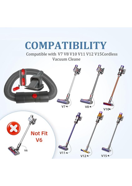 Evcil Hayvan Tüy Fırçası, Uzatma Hortumu ve Adaptörlü, Dyson Elektrikli Süpürge Modelleri V15 V12 V11 V10 V8 V7 Için Paspas Aparatı (Yurt Dışından)