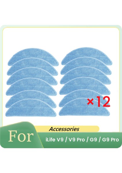Ilife V9 / V9 Pro / G9 / G9 Pro Robot Süpürge Parçaları Değişimi Için 12 Adet Temizleme Bezi (Yurt Dışından)