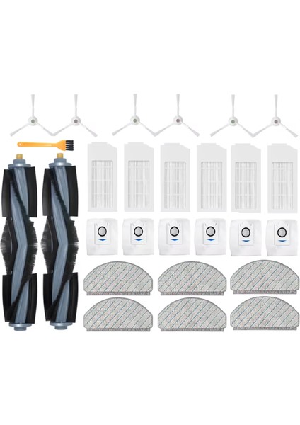 Ecovacs T10 / T10 Plus / X1 Plus Robot Süpürge Parçaları Için 27 Adet Ana Yan Fırça Hepa Filtre Paspas Bezi Toz Torbası (Yurt Dışından)