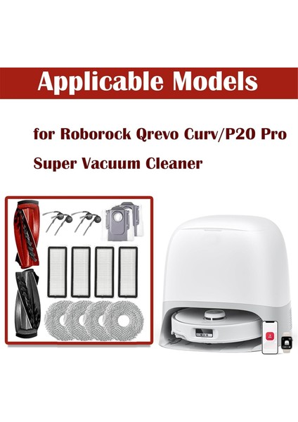 Roborock Qrevo CURV/P20 Pro Super Elektrikli Süpürge Için Yedek Parçalar Ana Yan Fırça Hepa Filtreler Paspas Bezi Toz Torbaları (Yurt Dışından) fırsatları