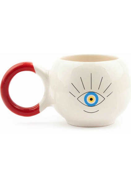 Çakra El Yapımı Krem Parlak Baloncuk Fincan - Hediyelik Seramik Fincan