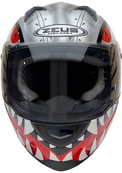 Zs-811a Al-38 Kapalı Kask Gümüş-siyah