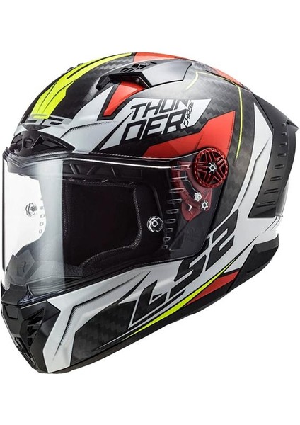 Thunder Karbon Chase Kapalı Kask Beyaz-kırmızı