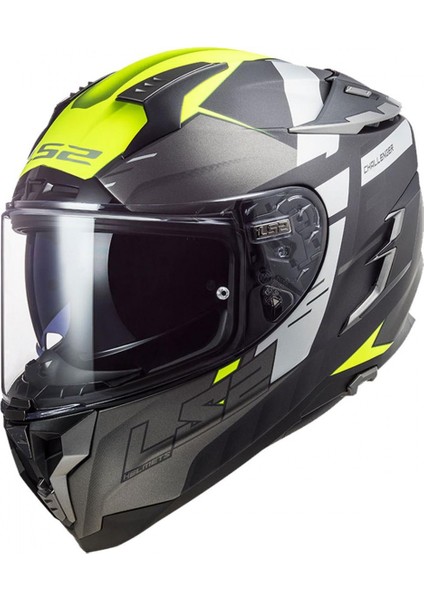 Challenger Allert Kapalı Kask Mat Tıtanıum-neon Sarı