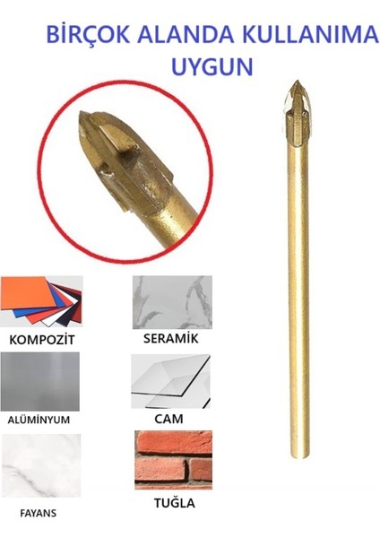 Matkap Ucu Cam Seramik Delme 6 mm Elmas Uç Aparat Şişe Delimi Hobi modelleri
