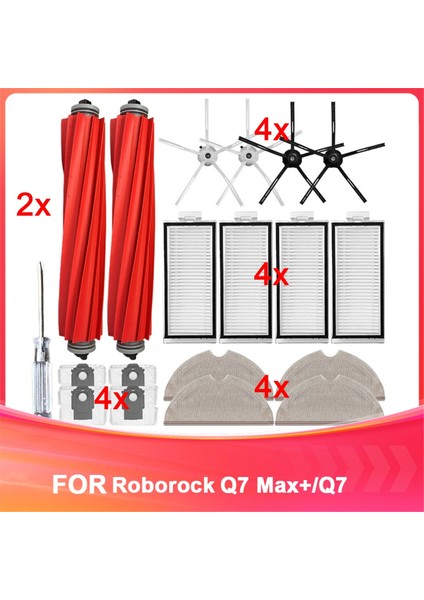 Roborock Sweeper Q7 Max+/q7 Için Yan Fırça Filtresi Ana Fırça Paspas Toz Torbası (Yurt Dışından)