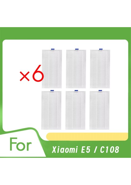 Xiaomi E5 / C108 Süpürme Robotu Aksesuarları Için 6 Adet Temizleyici Filtre Filtre Temizleyici Parçaları Değiştirme (Yurt Dışından)
