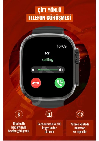 S8 Ultra Max Akıllı Saat 49 mm Uyumlu Vidalı Kordon Kilitli Android, Ios Uyumlu Arama