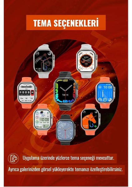 S8 Ultra Max Akıllı Saat 49 mm Uyumlu Vidalı Kordon Kilitli Android, Ios Uyumlu Arama