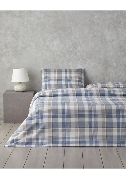 Fresh Tartan Kolay Ütülenir Tek Kişilik Nevresim Takımı 160 x 220 cm Mavi