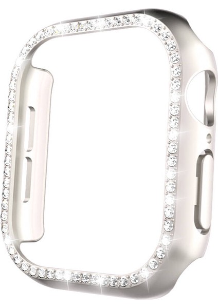 Gümüş 42 mm Taşlı Apple Watch Kasa ve Ekran Koruyucu