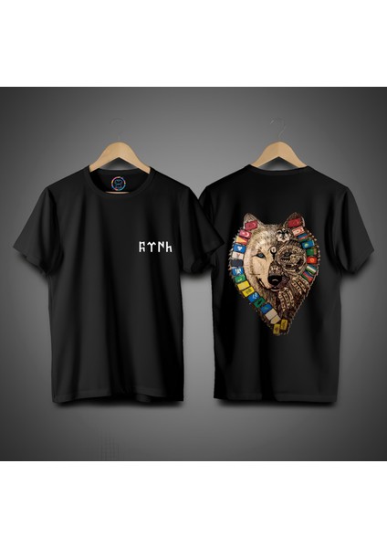 Göktürk Alfabesi Türk Bayraklı Premium Tişört