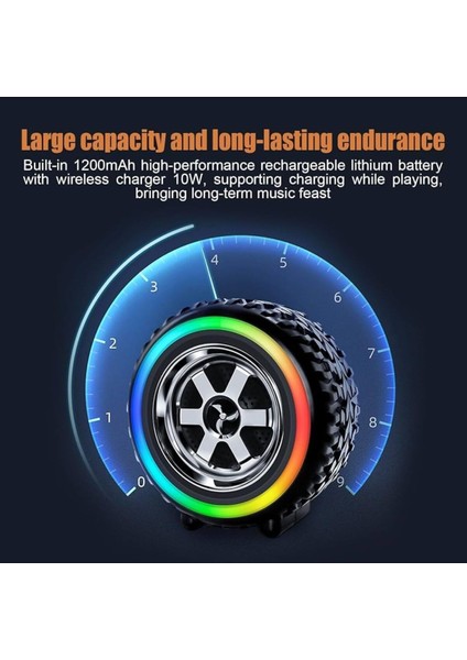 Jant Tasarımlı Rgb LED Bluetooth Hoparlör – Güçlü Ses, Kablosuz, Taşınabilir, Şık ve Spor Tasarım