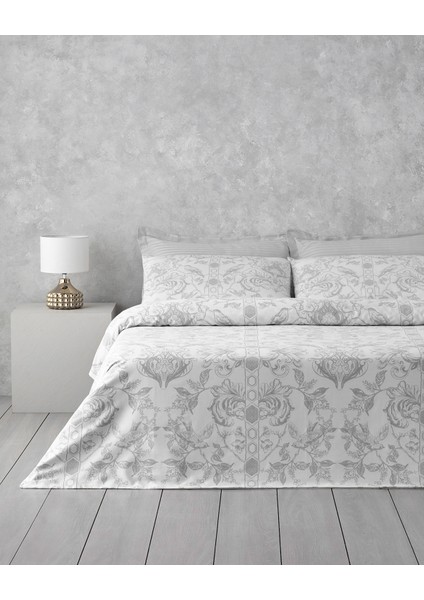 Dainty Bird Pamuk Saten King Size Nevresim Takımı 240 x 220 cm Gümüş