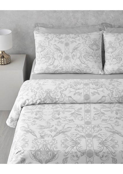 Dainty Bird Pamuk Saten King Size Nevresim Takımı 240 x 220 cm Gümüş modelleri