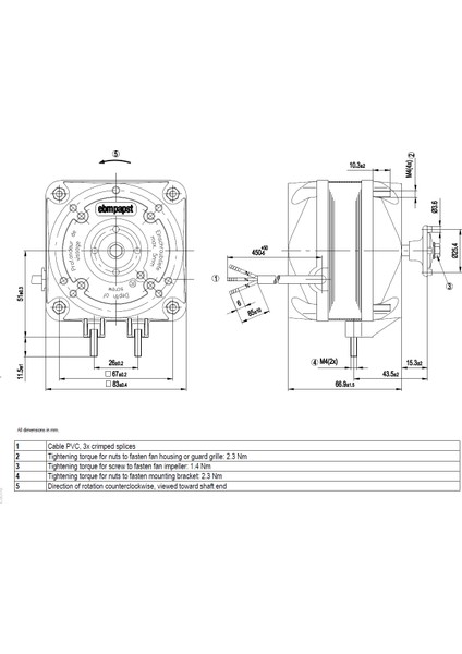 M4Q045-CA03-51 Q Motor 230 Vac 1300 Min 36 W