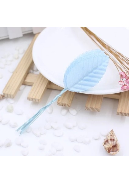 Mavi 50 Adet/grup 5 cm Ponpon Mini Simüle Yapraklar Yapay Ipek Yaprak Buketi Çelenkler Dıy Düğün Scrapbooking Sahte Yaprak Çiçek (Yurt Dışından)