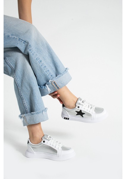 Nesan Kadın Beyaz Siyah Günlük Spor Ayakkabı