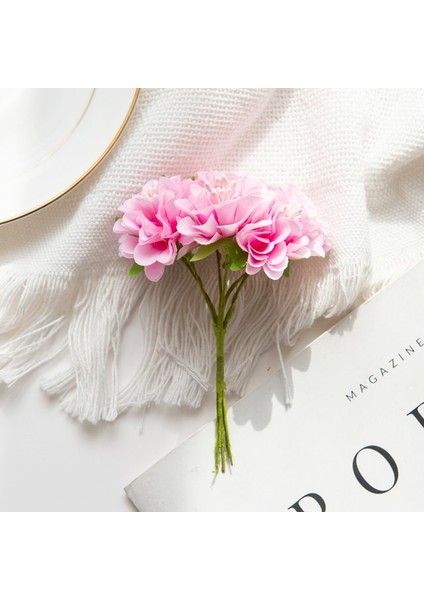 Pembe 6 Parça 18 Adet Yapay Çiçekler Buket Ercik Düğün Parti Noel Süslemeleri Ev El Yapımı Çelenk Hediye Karalama Defteri Zanaat Sahte Bitki (Yurt Dışından)