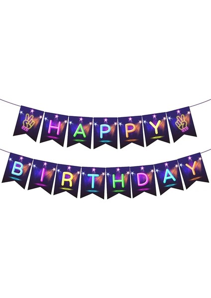 5 Adet 12 Inç Karanlıkta Glow Parti Sofra Masa Örtüleri Bardaklar Tabaklar Banner Peçeteler Payet Balonlar Neon Glow Doğum Günü Partisi Malzemeleri (Yurt Dışından)
