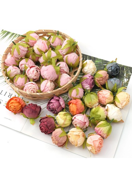 Kırmızı 30 Adet 3-4 cm Yeni Stil Yağ Gül Tomurcuk Yapay Ipek Çiçekler Kafaları Düğün Dekorasyon Dıy Manuel Çelenk Küçük Zanaat Sahte Çiçek (Yurt Dışından)