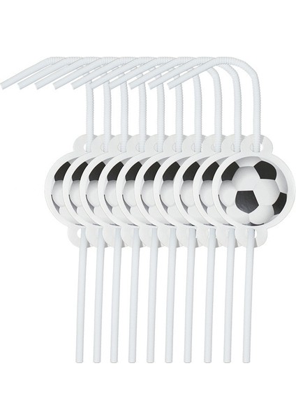 Straw-10 Adet Beyaz Futbol Futbol Tema Sofra Seti Fincan Plaka Çocuklar Kız Erkek Favor Mutlu Doğum Günü Partisi Malzemeleri Bebek Duş Dekor (Yurt Dışından)