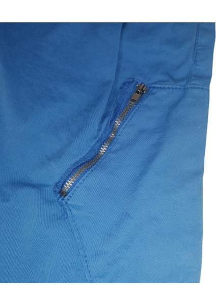 Fancy Kids Erkek Çocuk Kapri Şort Fermuarlı Kargo Cepli 11-12 Yaş Saks Mavi