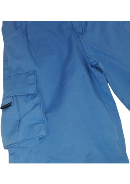 Fancy Kids Erkek Çocuk Kapri Şort Fermuarlı Kargo Cepli 11-12 Yaş Saks Mavi