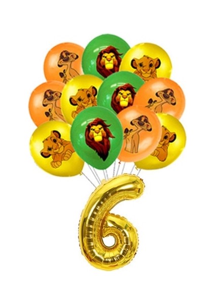 Balonlar-Number6 Aslan Kral Simba Parti Malzemeleri Kağıt Bardaklar Tabaklar Peçeteler Masa Örtüsü Afiş Dahil Çocuk Boys Doğum Günü Dekorasyon Bebek Duş (Yurt Dışından)
