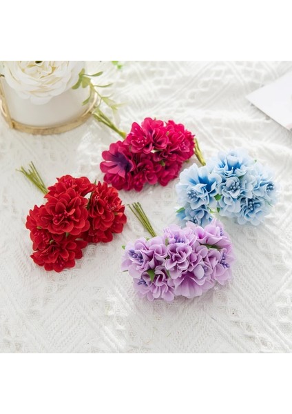 Pembe 6 Parça 18 Adet Yapay Çiçekler Buket Ercik Düğün Parti Noel Süslemeleri Ev El Yapımı Çelenk Hediye Karalama Defteri Zanaat Sahte Bitki (Yurt Dışından) indirimleri