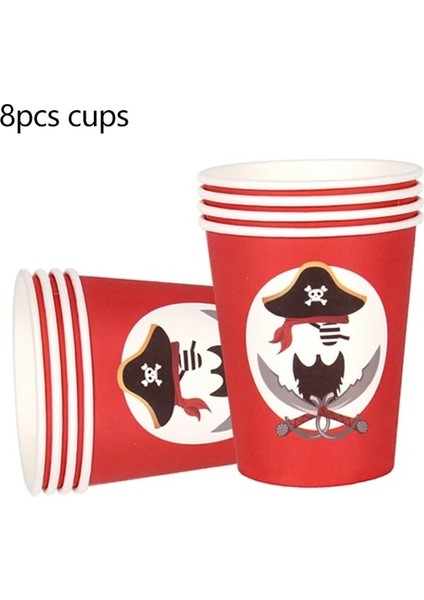 8 Adet Bardak Korsan Gemisi Doğum Günü Partisi Malzemeleri Kafatası Numarası Balon Tabaklar Peçeteler Bebek Duş Parti Iyilik Banner Kek Süslemeleri Çocuklar (Yurt Dışından)