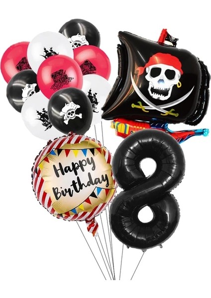 13 Adet Set 8 Korsan Gemisi Doğum Günü Partisi Malzemeleri Kafatası Numarası Balon Tabaklar Peçeteler Bebek Duş Parti Iyilik Banner Kek Süslemeleri Çocuklar (Yurt Dışından)
