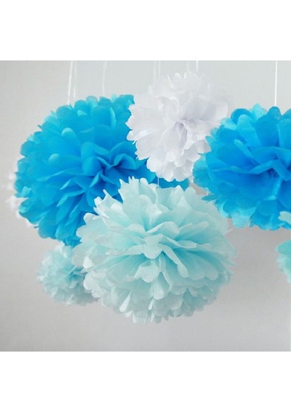 Beyaz 10 cm 4 Inç 5 Adet 6 ''-12'' Doku Kağıt Ponpon Düğün Dekoratif Kağıt Çiçekler Topu Bebek Duş Doğum Günü Partisi Dekorasyon Kağıt Pom Poms (Yurt Dışından)