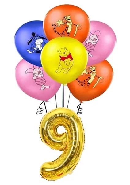 BALON-13PCS Disney Winnie The Pooh Doğum Günü Partisi Malzemeleri Kağıt Bardak Tabaklar Masa Örtüsü Hediye Keseleri Bebek Duş Kız Parti Folyo Balonlar Dekor (Yurt Dışından)
