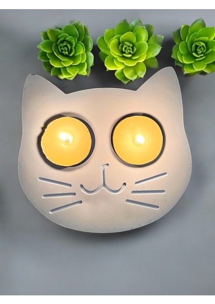Mavi Kedi Şekilli Beton Mumluk - El Yapımı Dekoratif Çay Işığı Tealight Mumluk - Minimalist Kedi Temalı Ev Dekoru- Aromaterapi fiyatları