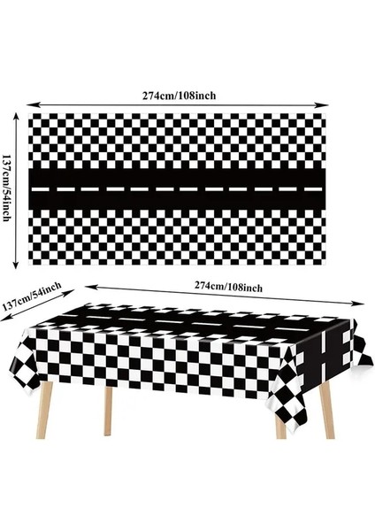 Gökyüzü Mavi Damalı Yarış Arabası Parti Siyah Beyaz Damalı Bayrak Masa Örtüsü Yol Masa Örtüsü Yarış Pisti Masa Örtüsü Yarış Doğum Günü Partisi Dekoru (Yurt Dışından)