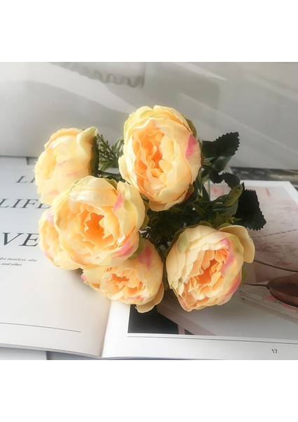 29 2022 Güzel Gül Şakayık Yapay Ipek Çiçekler Küçük Buket Flores Ev Partisi Bahar Düğün Dekorasyon Sahte Çiçek (Yurt Dışından)